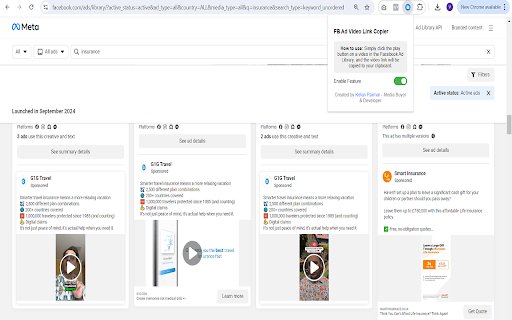 FB Ad Video Link Copier from Chrome web store to be run with OffiDocs Chromium online FB Ad Video Link Copier from Chrome web store to be run with OffiDocs Chromium online