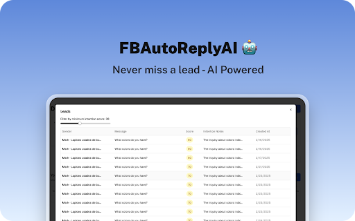 FB Auto Reply AI For Marketplace  from Chrome web store to be run with OffiDocs Chromium online