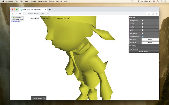 FBX, glTF, GLB 3D Viewer  from Chrome web store to be run with OffiDocs Chromium online