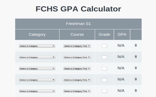 FCHS GPA Calculator  from Chrome web store to be run with OffiDocs Chromium online