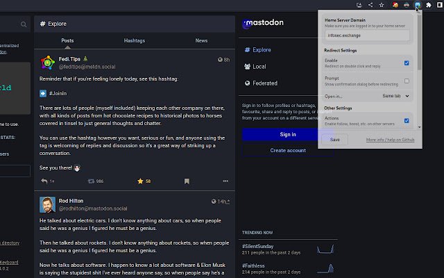 FediAct aus dem Chrome-Webshop zur Ausführung mit OffiDocs Chromium online