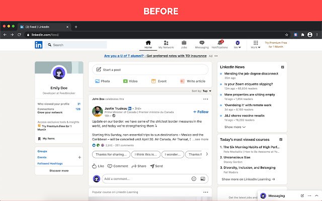 Feedblocker  from Chrome web store to be run with OffiDocs Chromium online