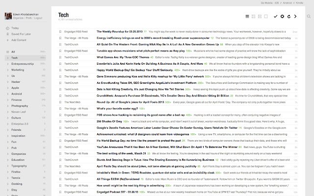 feedly  from Chrome web store to be run with OffiDocs Chromium online