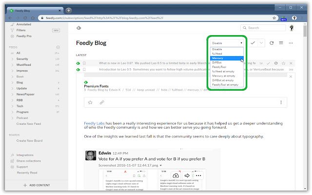 FeedlyTool  from Chrome web store to be run with OffiDocs Chromium online
