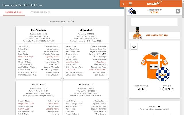 Ferramenta Meu Cartola FC dal negozio web Chrome da eseguire con OffiDocs Chromium online