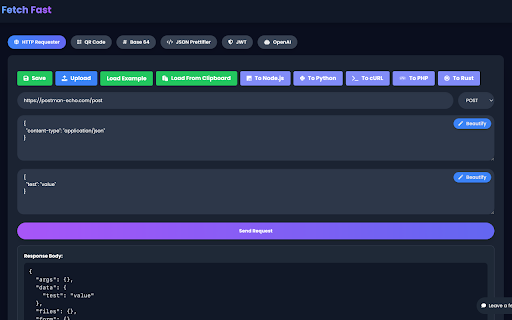 Fetch Fast  from Chrome web store to be run with OffiDocs Chromium online