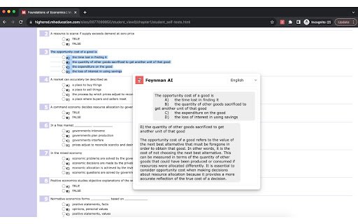 Feynman AI  from Chrome web store to be run with OffiDocs Chromium online