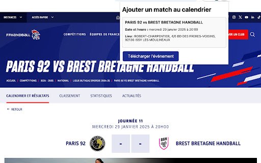 FFHB Calendar Add  from Chrome web store to be run with OffiDocs Chromium online