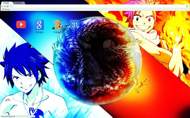Fiary Tail Natsu and Gray theme 1366x768  from Chrome web store to be run with OffiDocs Chromium online