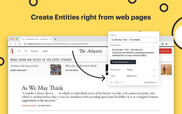 Fibery Browser Extension  from Chrome web store to be run with OffiDocs Chromium online