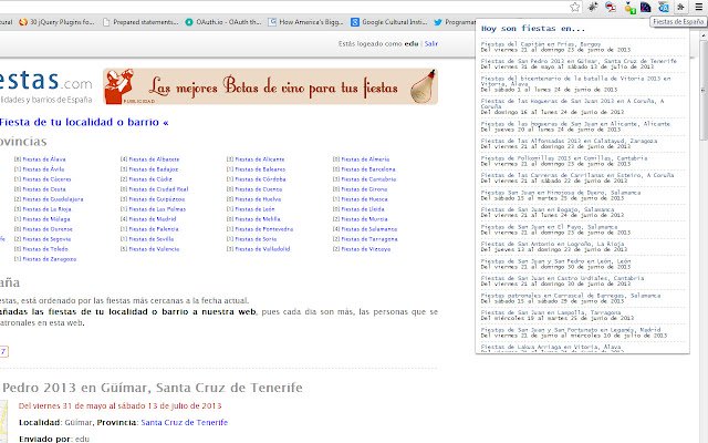 Fiestas de España da Chrome Web Store será executado com OffiDocs Chromium online