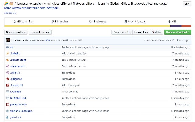 Bestandspictogrammen voor GitHub en GitLab uit de Chrome-webwinkel om te worden uitgevoerd met OffiDocs Chromium online