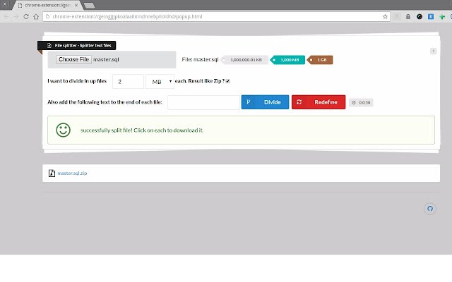 Splitter de fișiere din magazinul web Chrome pentru a fi rulat cu OffiDocs Chromium online