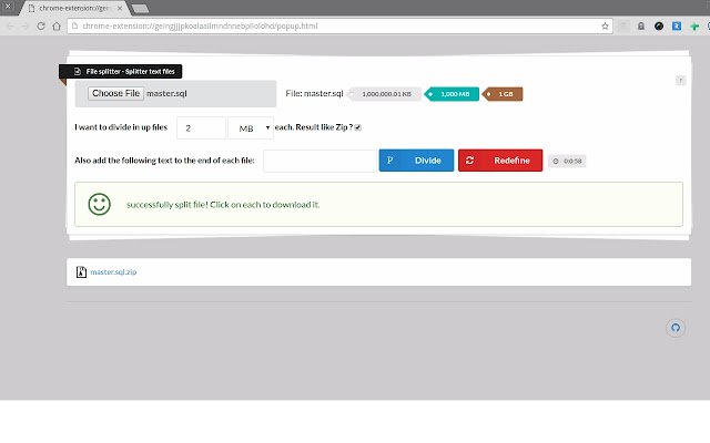 File splitter  from Chrome web store to be run with OffiDocs Chromium online