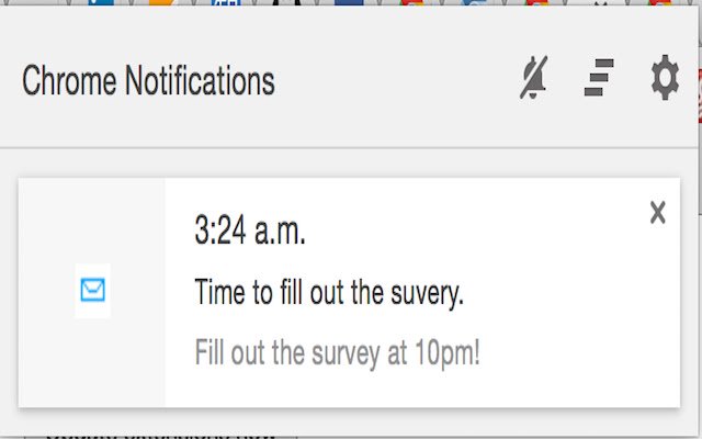 Fill out the survey at 10pm!  from Chrome web store to be run with OffiDocs Chromium online