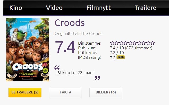 Las calificaciones de IMDB de Filmweb.no de Chrome web store se ejecutarán con OffiDocs Chromium en línea