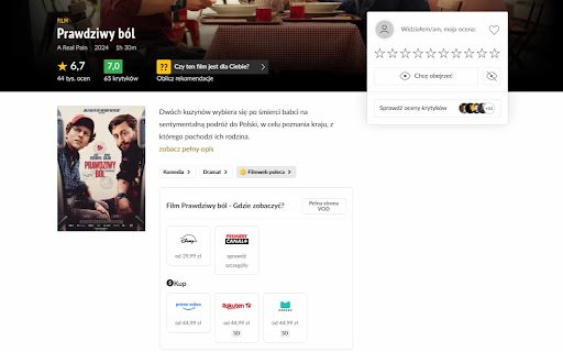 Filmweb VOD Helper  from Chrome web store to be run with OffiDocs Chromium online