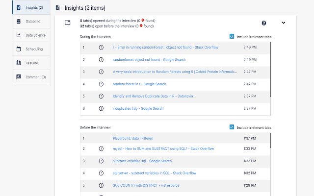 Filtered Interview Tool  from Chrome web store to be run with OffiDocs Chromium online