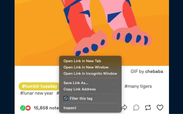 Filtering+ for Tumblr  from Chrome web store to be run with OffiDocs Chromium online