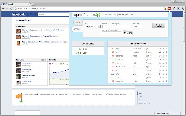 Finance41 Extension  from Chrome web store to be run with OffiDocs Chromium online