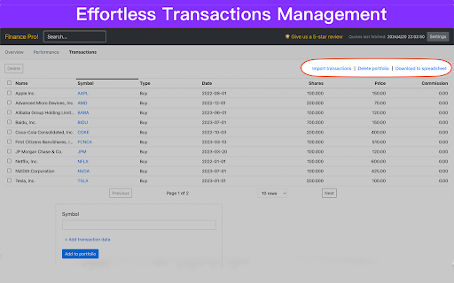 Finance Pro  from Chrome web store to be run with OffiDocs Chromium online