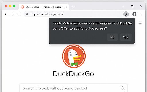 Find8: Find it Quickly Auto Discover New Search Engines  from Chrome web store to be run with OffiDocs Chromium online