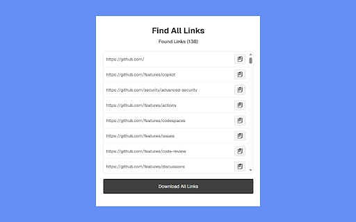 FindAllLinks  from Chrome web store to be run with OffiDocs Chromium online