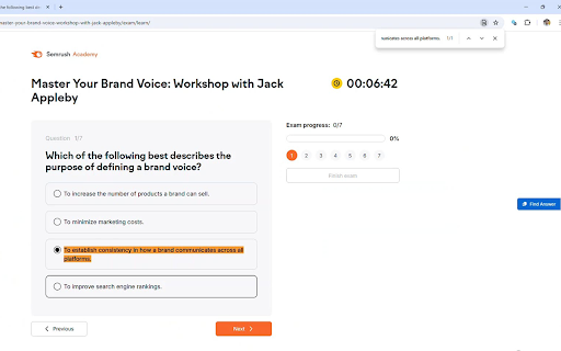 Find Google, HubSpot, SEMrush, Amazon, Microsoft, Twitter Exam Answers  from Chrome web store to be run with OffiDocs Chromium online