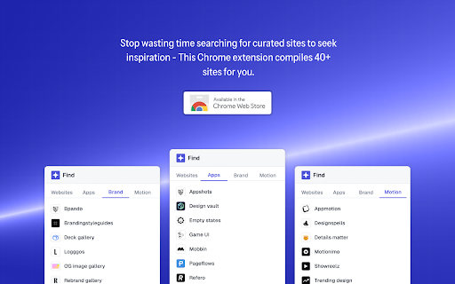 Find Inspiration, Not Sites  from Chrome web store to be run with OffiDocs Chromium online