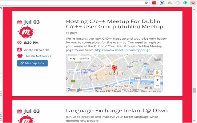 Chrome 웹 스토어에서 OffiDocs Chromium 온라인으로 실행할 Meetup 이벤트 찾기