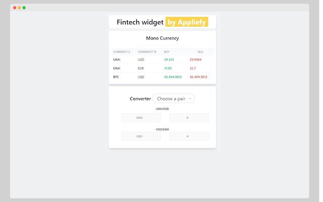 Fintech widget  from Chrome web store to be run with OffiDocs Chromium online