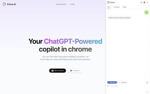 Fiona AI ChatGPT SidePanel + GPTs  GPT 4  from Chrome web store to be run with OffiDocs Chromium online