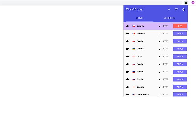 FireX Proxy จาก Chrome เว็บสโตร์ที่จะทำงานร่วมกับ OffiDocs Chromium ออนไลน์