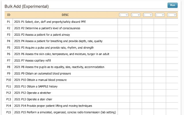 FISDAP Bulk Entry จาก Chrome เว็บสโตร์เพื่อใช้งานร่วมกับ OffiDocs Chromium ออนไลน์