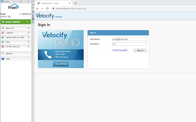 Five9 Adapter for Velocify  from Chrome web store to be run with OffiDocs Chromium online