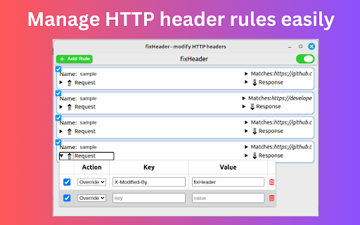 fixHeader modify HTTP headers  from Chrome web store to be run with OffiDocs Chromium online