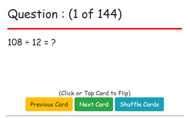 Flash Cards : Division Facts dal Chrome Web Store da eseguire con OffiDocs Chromium online
