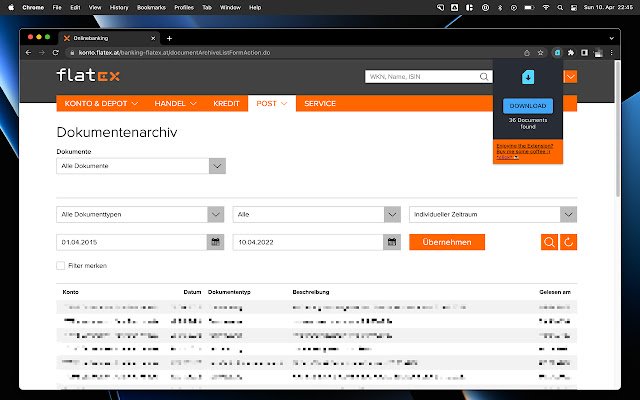Flatex Downloader (Community Edition) de la tienda web de Chrome se ejecutará con OffiDocs Chromium en línea