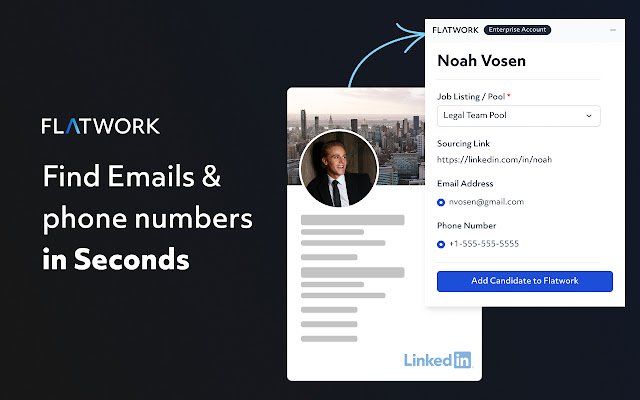 Flatwork ATS: Email Finder para sa mga Recruiter mula sa Chrome web store na tatakbo sa OffiDocs Chromium online