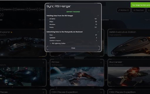 fleetyards sync  from Chrome web store to be run with OffiDocs Chromium online