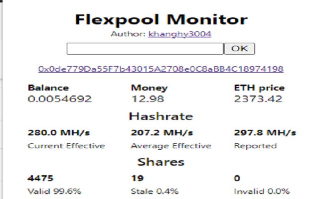 Flexpool Monitor  from Chrome web store to be run with OffiDocs Chromium online