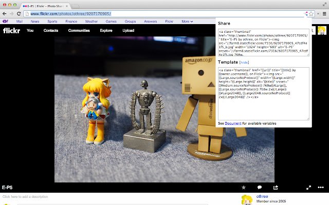 Flickr Share with Template de Chrome web store para ejecutarse con OffiDocs Chromium en línea