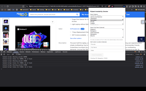 Flipkart Availability Checker  from Chrome web store to be run with OffiDocs Chromium online