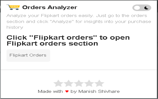 Flipkart Order Analyzer  from Chrome web store to be run with OffiDocs Chromium online