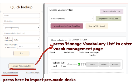 FLIZ vocab on newtab, vocabulary tool  from Chrome web store to be run with OffiDocs Chromium online