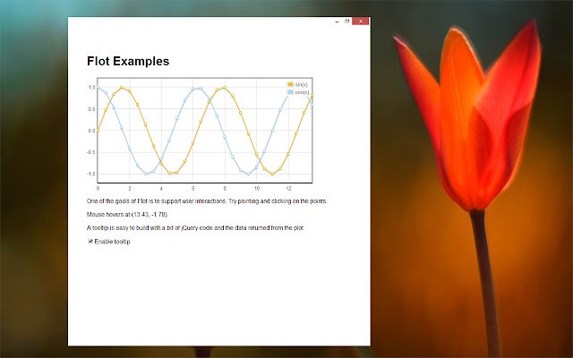 OffiDocs Chromium オンラインで実行される Chrome ウェブストアの flot_Interacting チャート