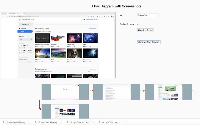 Flow Diagram with Screenshots  from Chrome web store to be run with OffiDocs Chromium online
