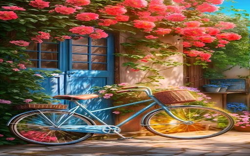 Flower and bicycle wall wallpaper  from Chrome web store to be run with OffiDocs Chromium online