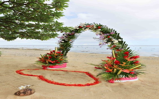 Flower gate on the beach wallpaper  from Chrome web store to be run with OffiDocs Chromium online
