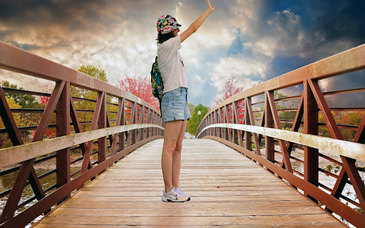 Flower hat girl on the bridge from Chrome web store to be run with OffiDocs Chromium online Flower hat girl on the bridge from Chrome web store to be run with OffiDocs Chromium online